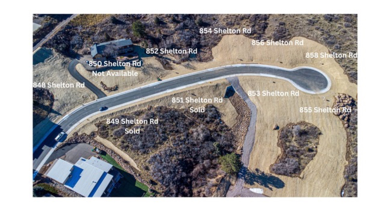 Shelton Studio Ranch site plan with lot labels